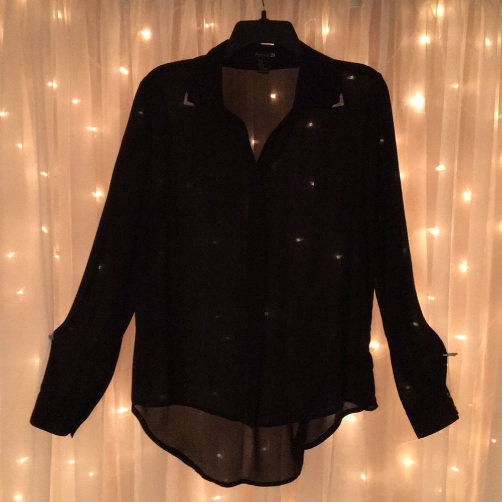 Sheer Black L/S Forever 21 Blouse (M)